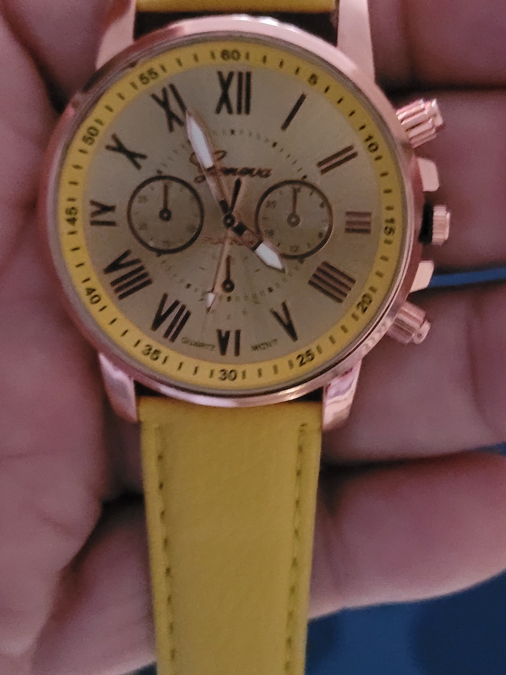 Geneva Yellow With  Rose Gold  Watch